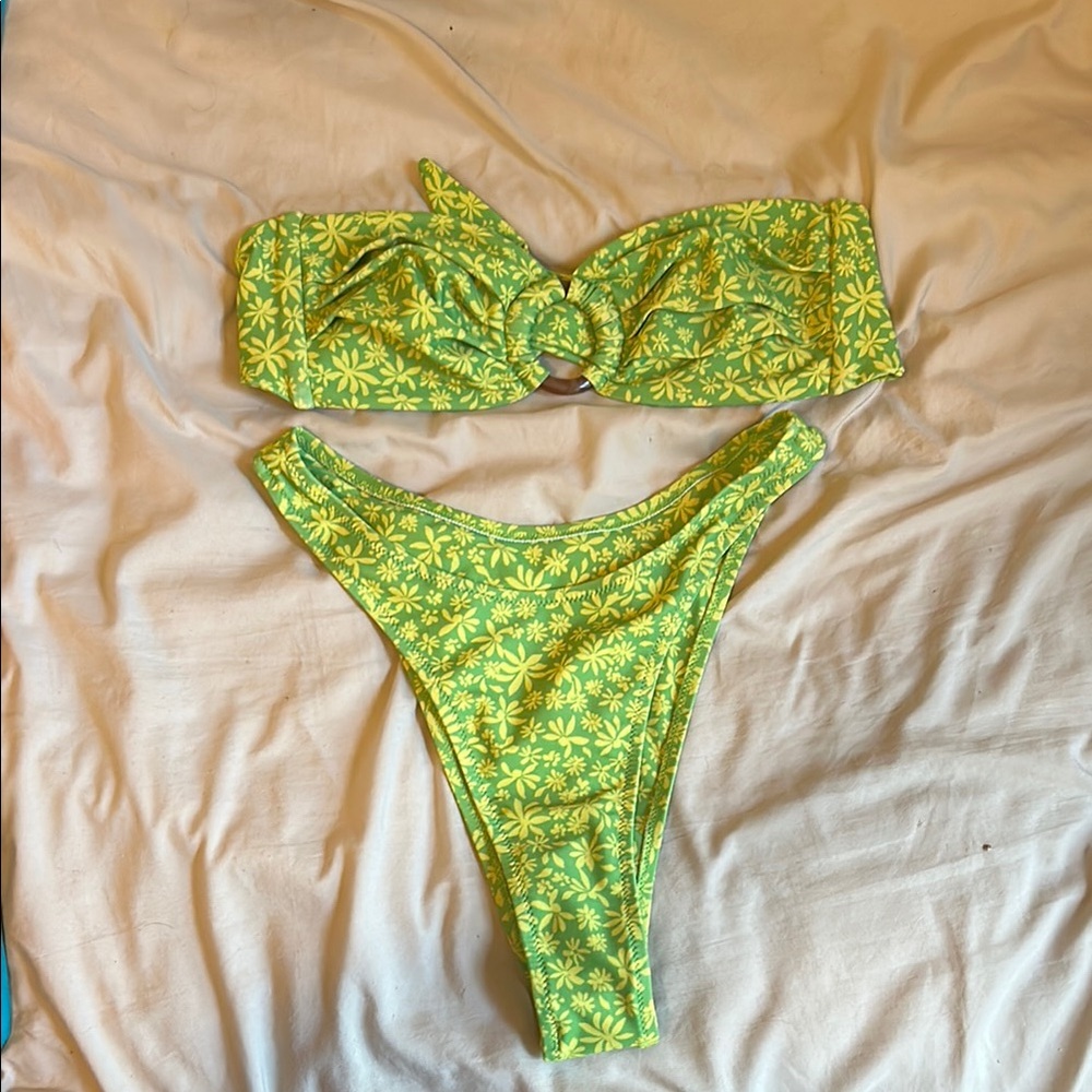 Floral Green and Yellow Bikini Set